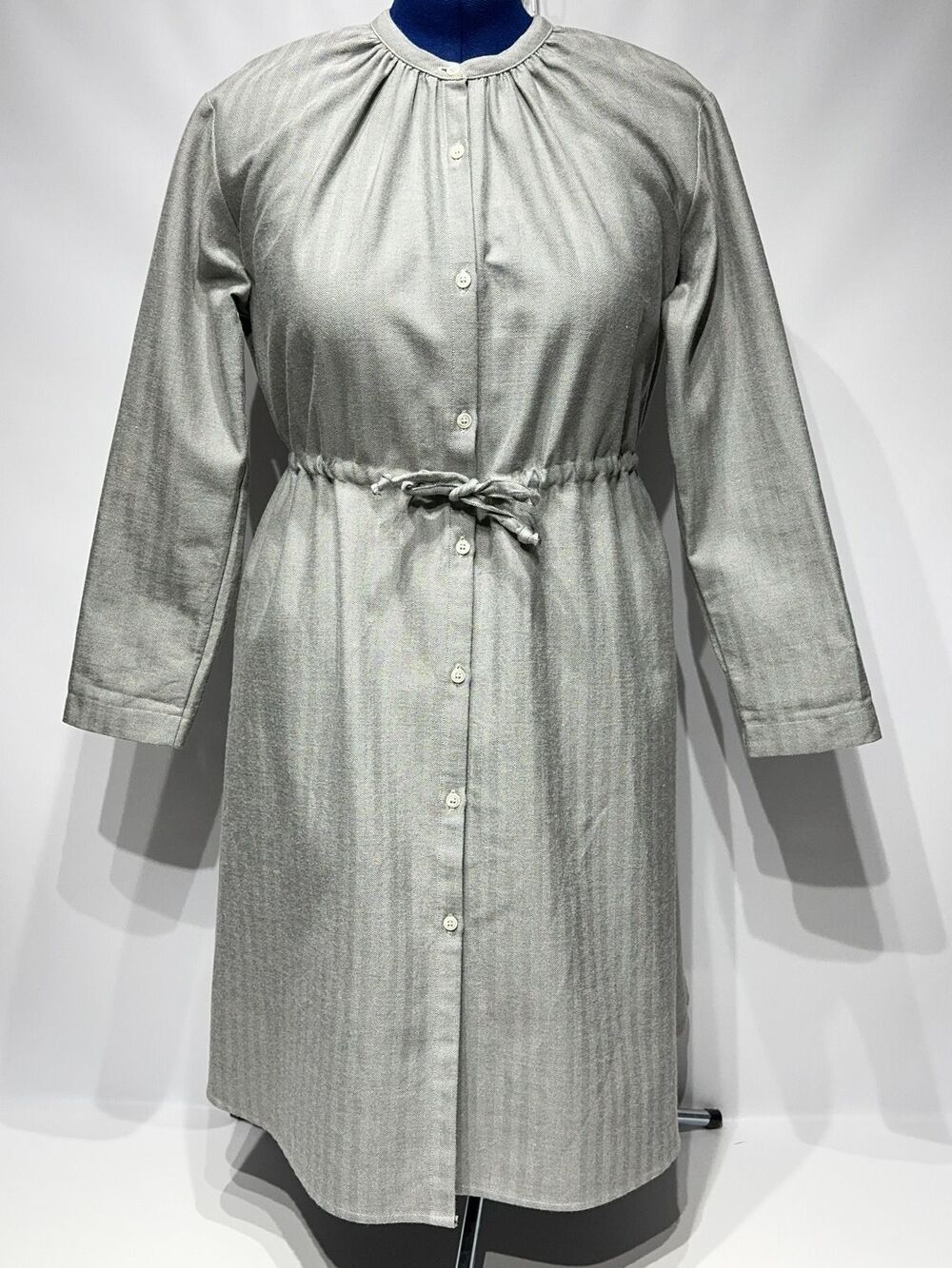 Gallego Desportes Gray Wool Oversized Victorian Style Long Sleeve Dress Women M - Picture 1 of 8